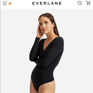 Everlane Long Sleeve V-Neck Bodysuit, sz L